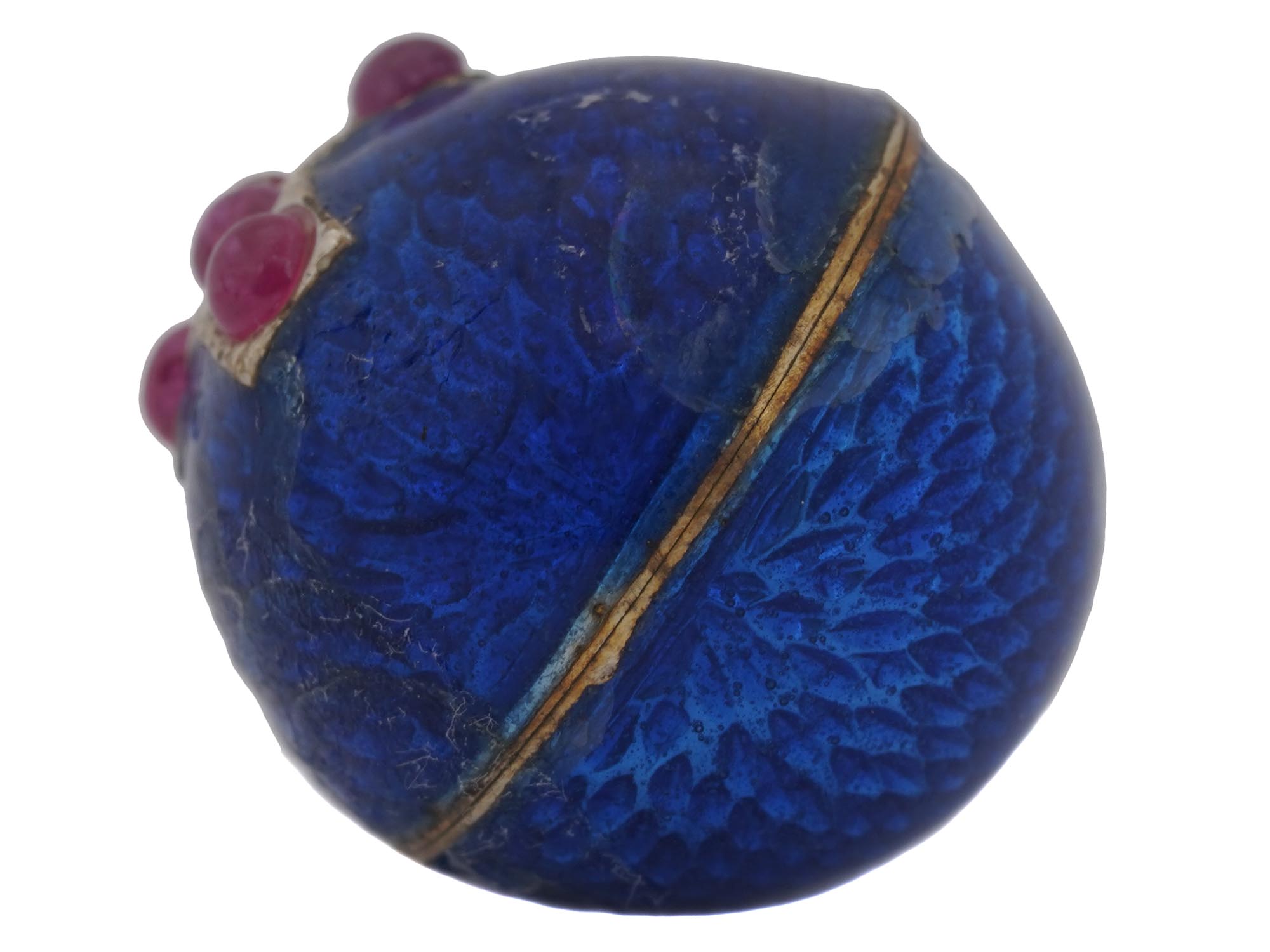 RUSSIAN SILVER GILT ENAMEL AND RUBIES EGG PENDANT PIC-4